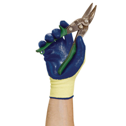 G60 Nitrile Coated Cut Resistant Gloves, Large (Size 9), Blue/Yellow, 12 Pairs/Pack
