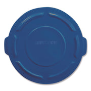 BRUTE Self-Draining Flat Top Lid for 55 gal Round Brute Containers, 26.75" Diameter, Blue, 3/Carton