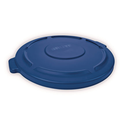 BRUTE Self-Draining Flat Top Lid for 55 gal Round Brute Containers, 26.75" Diameter, Blue, 3/Carton