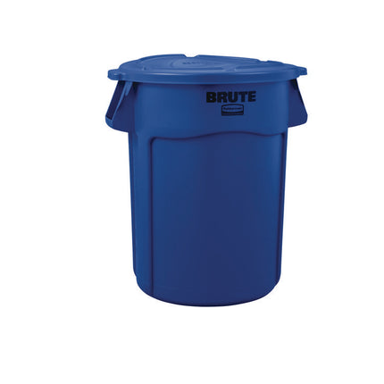 BRUTE Self-Draining Flat Top Lid for 55 gal Round Brute Containers, 26.75" Diameter, Blue, 3/Carton