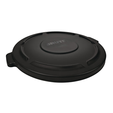 BRUTE Self-Draining Flat Top Lids for 32 gal Round BRUTE Containers, 22.25" dia x 1.63"h, Black