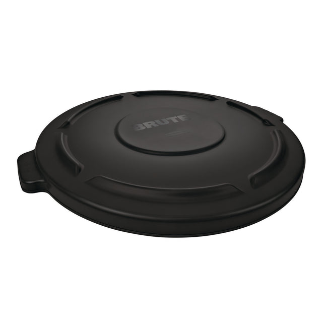 BRUTE Self-Draining Flat Top Lids for 32 gal Round BRUTE Containers, 22.25" dia x 1.63"h, Black