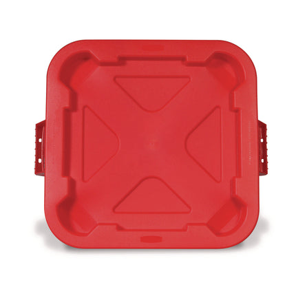 Square BRUTE Lid, 21.88w x 21.88d x 2.13h, Red, 6/Carton