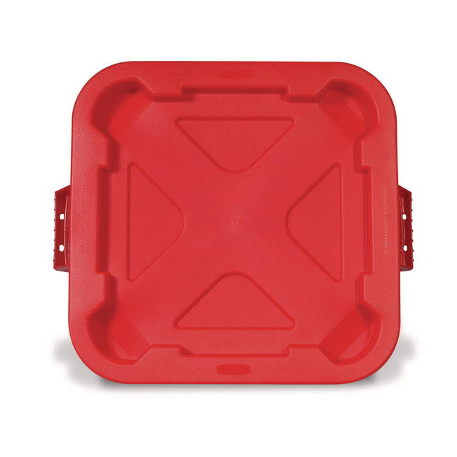 Square BRUTE Lid, 21.88w x 21.88d x 2.13h, Red, 6/Carton