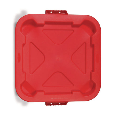 Square BRUTE Lid, 21.88w x 21.88d x 2.13h, Red, 6/Carton