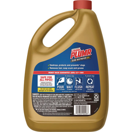 Pro-Strength Full Clog Destroyer Plus PipeGuard, Gel, 80 oz, 6/Carton