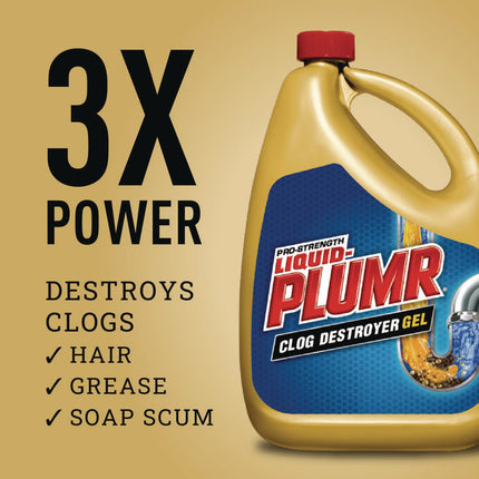 Pro-Strength Full Clog Destroyer Plus PipeGuard, Gel, 80 oz, 6/Carton