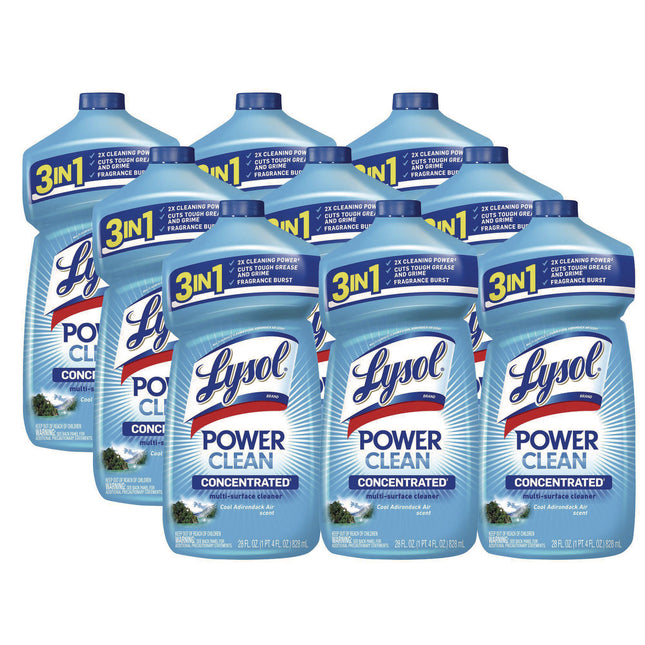 Power Clean Concentrated Multi-Surface Cleaner, Cool Adirondack, 28 oz Pour Bottle, 9/Carton