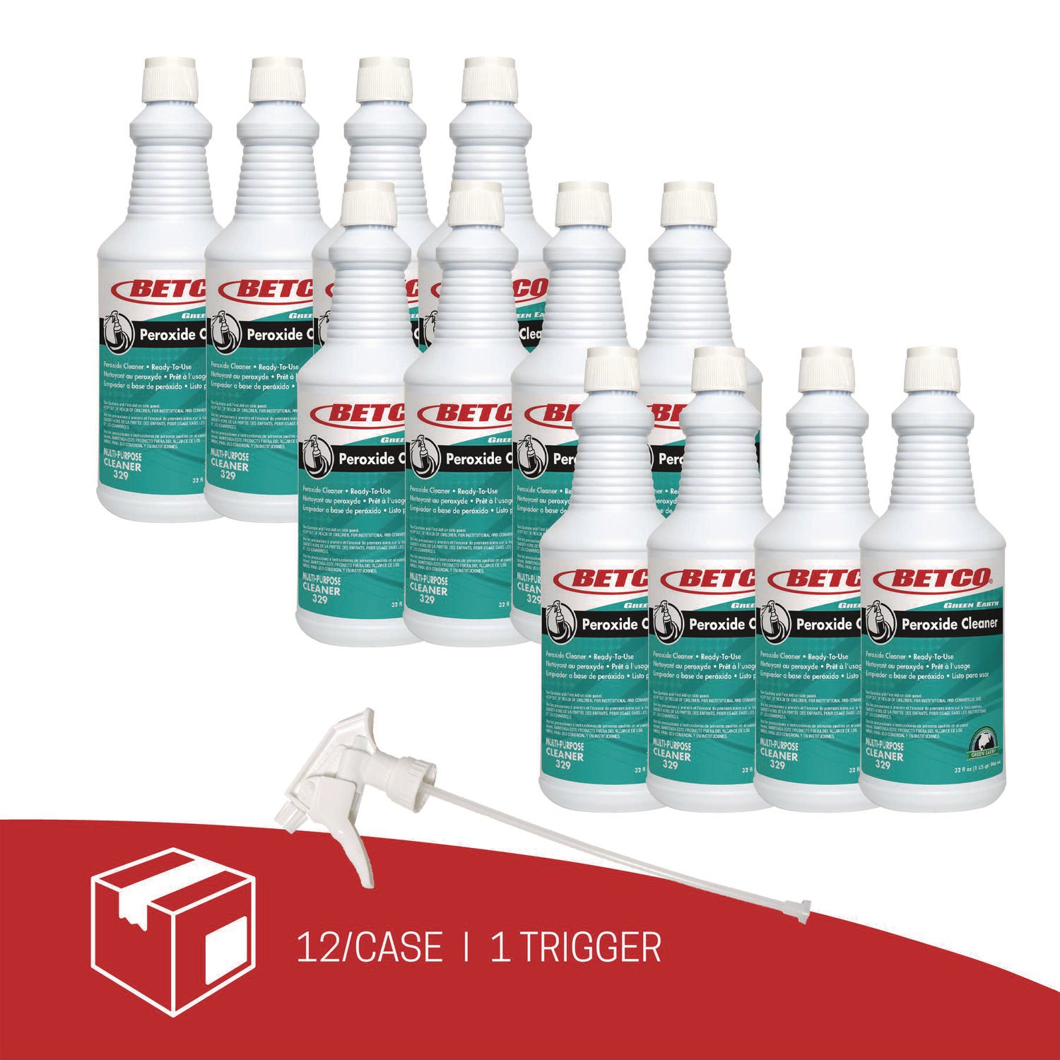 Green Earth Peroxide Cleaner, Fresh Mint Scent, 32 oz Bottle, 12/Carton