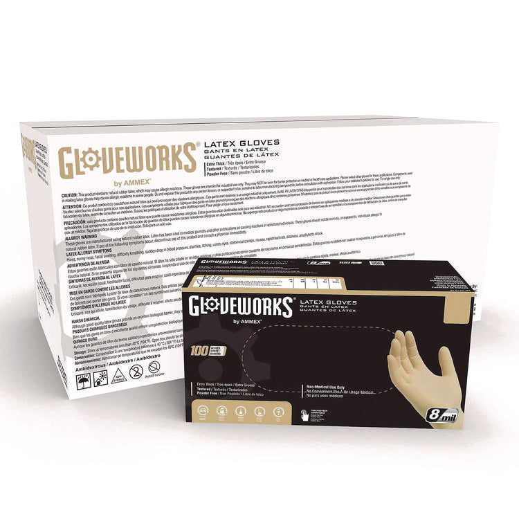 Latex Disposable Gloves, Extra Thick, 6 mil, Small, Ivory, 100 Gloves/Box, 10 Boxes/Carton