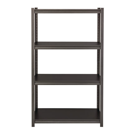 Steel Shelving Unit with Laminate Shelves, Four-Shelf, 36w x 18d x 60h, Steel, Black/Gun Metal Gray