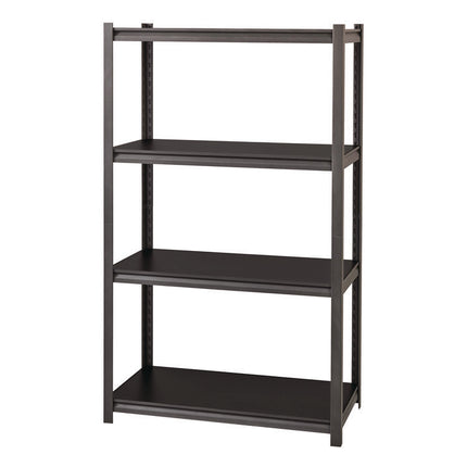 Steel Shelving Unit with Laminate Shelves, Four-Shelf, 36w x 18d x 60h, Steel, Black/Gun Metal Gray