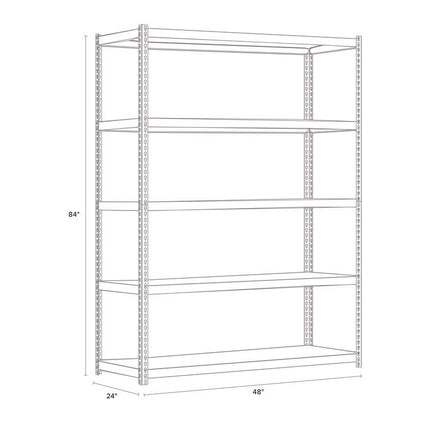 Steel Shelving Unit with Particleboard Shelves, Five-Shelf, 48w x 24d x 84h, Steel, Black