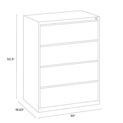 Lateral File, 4 Legal/Letter-Size File Drawers, Light Gray, 30" x 18.62" x 52.5"