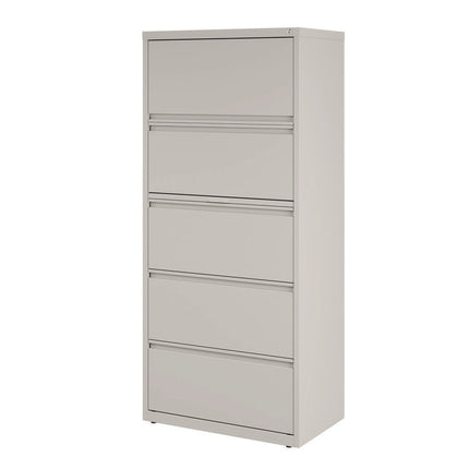 Lateral File, 5 Legal/Letter-Size File Drawers, Light Gray, 30" x 18.62" x 67.62"