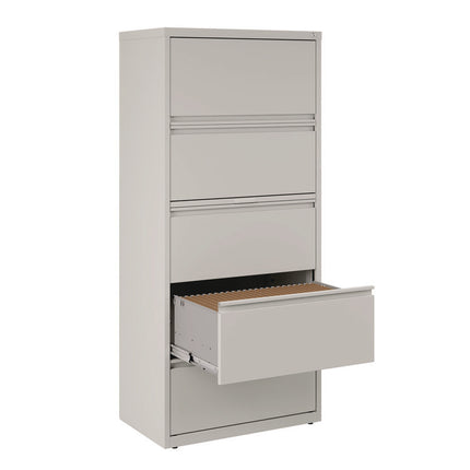 Lateral File, 5 Legal/Letter-Size File Drawers, Light Gray, 30" x 18.62" x 67.62"