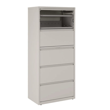 Lateral File, 5 Legal/Letter-Size File Drawers, Light Gray, 30" x 18.62" x 67.62"