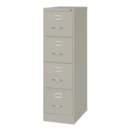 Economy Vertical File, 4 Letter-Size File Drawers, Light Gray, 15" x 25" x 52"