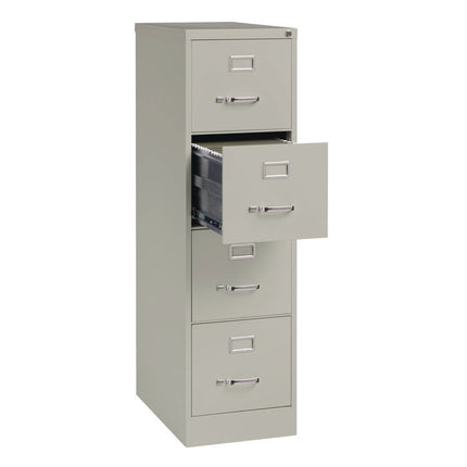 Economy Vertical File, 4 Letter-Size File Drawers, Light Gray, 15" x 25" x 52"