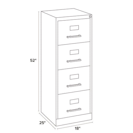 Economy Vertical File, 4 Legal-Size File Drawers, Light Gray, 18" x 25" x 52"