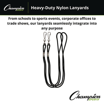 Lanyard, Metal J-Hook Fastener, 20" Long, Black, 12/Pack