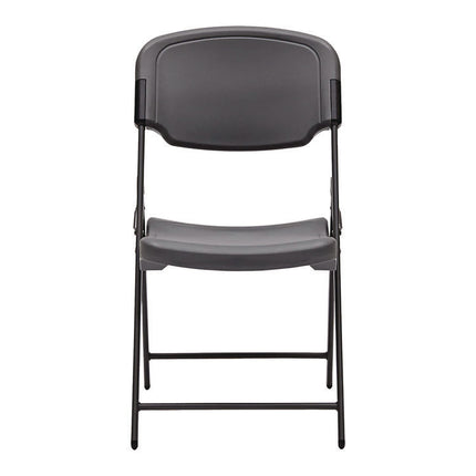 Rough n Ready Commercial Folding Chair, Supports Up to 350 lb, 15.25" Seat Height, Charcoal Seat, Charcoal Back, Silver Base