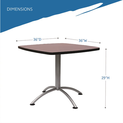 CafeWorks Cafe-Height Table, Square, 36" x 36" x 30", Walnut/Silver
