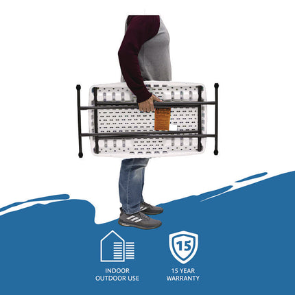 IndestrucTable Classic Personal Folding Table, 30" x 20" x 25" to 28", Platinum/Gray