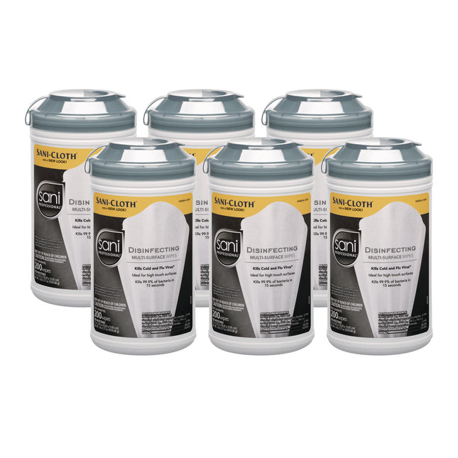 Disinfecting Multi-Surface Wipes, 7.5 x 5.38, White, 200/Canister, 6 Canisters/Carton