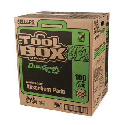 DuraSoak Universal Sorbents Medium Duty Pad, 0.26 gal, 15 x 19, 100/Carton