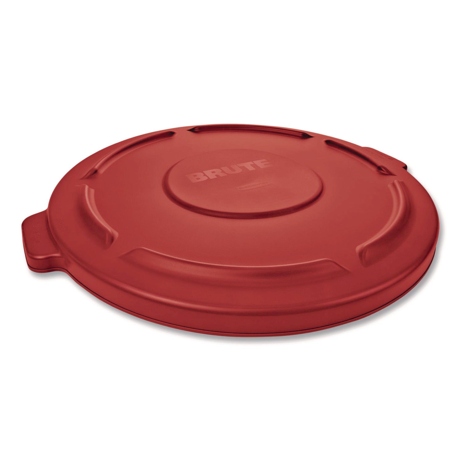 BRUTE Self-Draining Flat Top Lids for 32 gal Round BRUTE Containers, 22.25" Diameter x 3"h, Red, 3/Carton