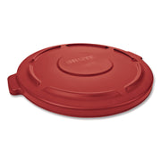 BRUTE Self-Draining Flat Top Lids for 32 gal Round BRUTE Containers, 22.25" Diameter x 3"h, Red, 3/Carton