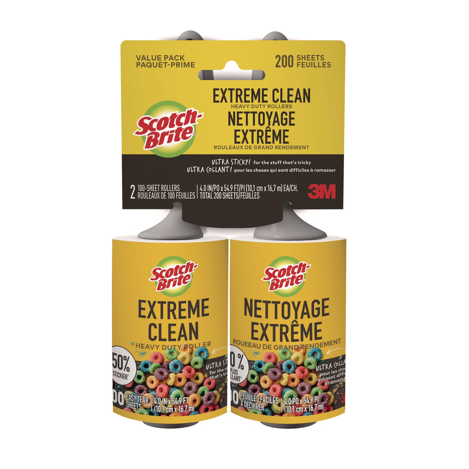 Extreme Clean Lint Roller, 100 Sheets/Roll, 2/Pack