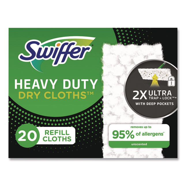 Heavy-Duty Dry Refill Cloths, 10.3 x 7.8, White, 20/Pack, 4 Packs/Carton