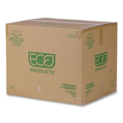Renewable and Compostable Lids, 8.8 x 8.8 x 1.64, Clear, Plastic, 200/Carton