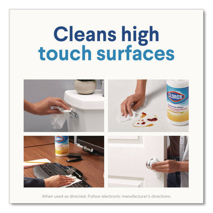 Disinfecting Wipes, Bleach Free Cleaning Wipes, 1-Ply, 7 x 8, Crisp Lemon, White, 35/Canister