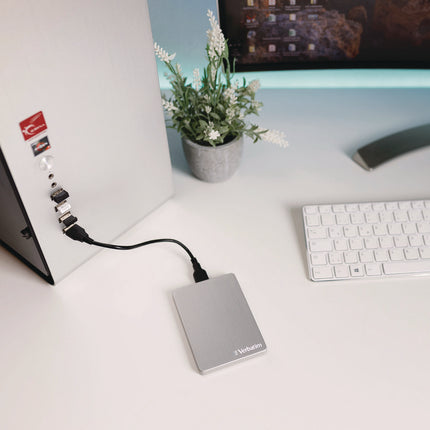 Store n' Go ALU Slim Portable Hard Drive, 1 TB, USB 3.2 Gen 1, Silver