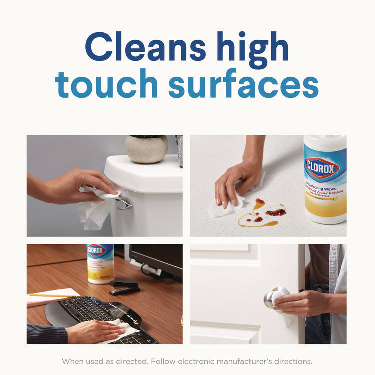 Disinfecting Wipes, Bleach Free Cleaning Wipes, 1-Ply, 7 x 8, Fresh Scent/Citrus Blend, White, 75/Canister, 3/Pack, 4/Carton
