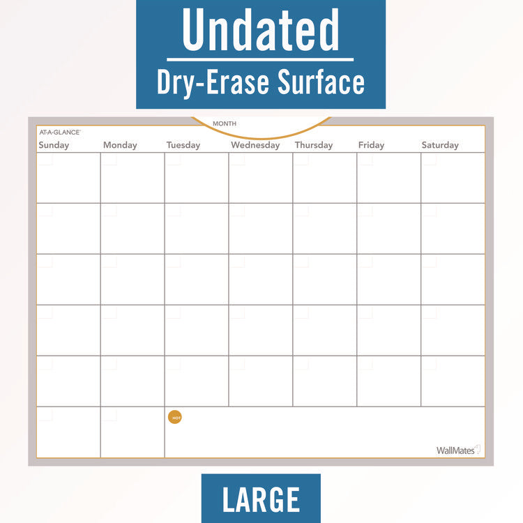 Wallmates Self-Adhesive Dry Erase Monthly Planning Surfaces, 24 X 18, White/gray/orange Sheets, Undated