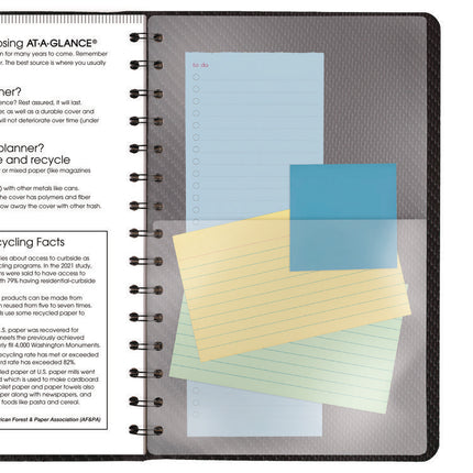 Contemporary Weekly/Monthly Planner, Open-Block Format, 8.5 x 5.5, Graphite Cover, 12-Month (Jan to Dec): 2025