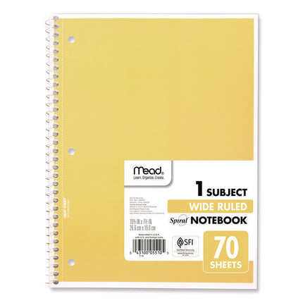 Spiral Notebook, 1-Subject, Wide/Legal Rule, Randomly Assorted Cover Colors, (70) 10.5 x 8 Sheets, 4/Pack