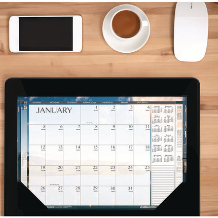 Recycled Earthscapes Desk Pad Calendar, Seascapes Photography, 18.5 x 13, Black Binding/Corners,12-Month (Jan to Dec): 2025