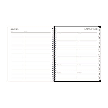 Analeis Monthly Planner, Floral Artwork, 10 x 8, White/Black/Coral Cover, 12-Month (Jan to Dec): 2025