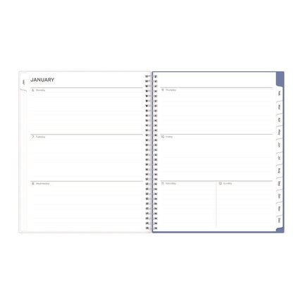 Lindley Weekly/Monthly Planner, Floral Artwork, 11 x 8.5, White/Blue/Green Cover, 12-Month (Jan to Dec): 2025