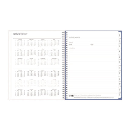Lindley Weekly/Monthly Planner, Floral Artwork, 11 x 8.5, White/Blue/Green Cover, 12-Month (Jan to Dec): 2025