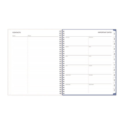 Lindley Weekly/Monthly Planner, Floral Artwork, 11 x 8.5, White/Blue/Green Cover, 12-Month (Jan to Dec): 2025