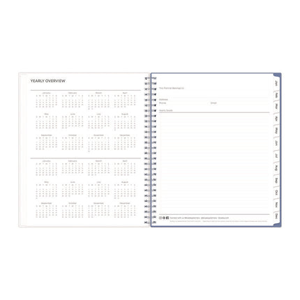 Lindley Monthly Planner, Floral Artwork, 10 x 8, White/Blue/Green Cover, 12-Month (Jan to Dec): 2025