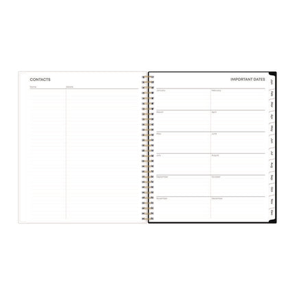 Baccara Dark Monthly Planner, Floral Artwork, 10 x 8, Gray/Black/Gold Cover, 12-Month (Jan to Dec): 2025