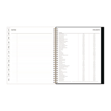 Baccara Dark Monthly Planner, Floral Artwork, 10 x 8, Gray/Black/Gold Cover, 12-Month (Jan to Dec): 2025