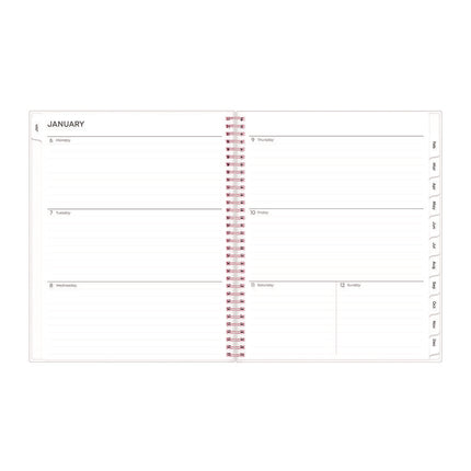 Joselyn Weekly/Monthly Planner, Floral Artwork, 11 x 8.5, Pink/Peach/Black Cover, 12-Month (Jan to Dec): 2025